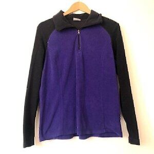 COLUMBIA Purple Black Colorblock 1/4 Zip Quarter Zip Fleece Sweatshirt Top Large